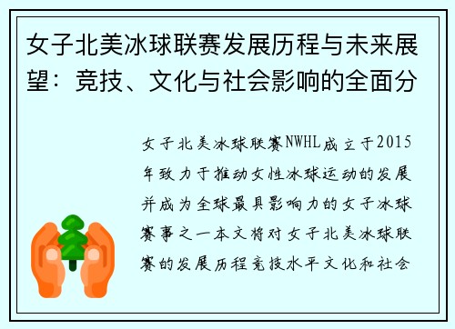 女子北美冰球联赛发展历程与未来展望：竞技、文化与社会影响的全面分析